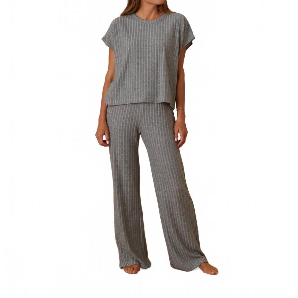 NEW RYLEE + CRU adult cozy cozy knit top and pant set in eucalyptus